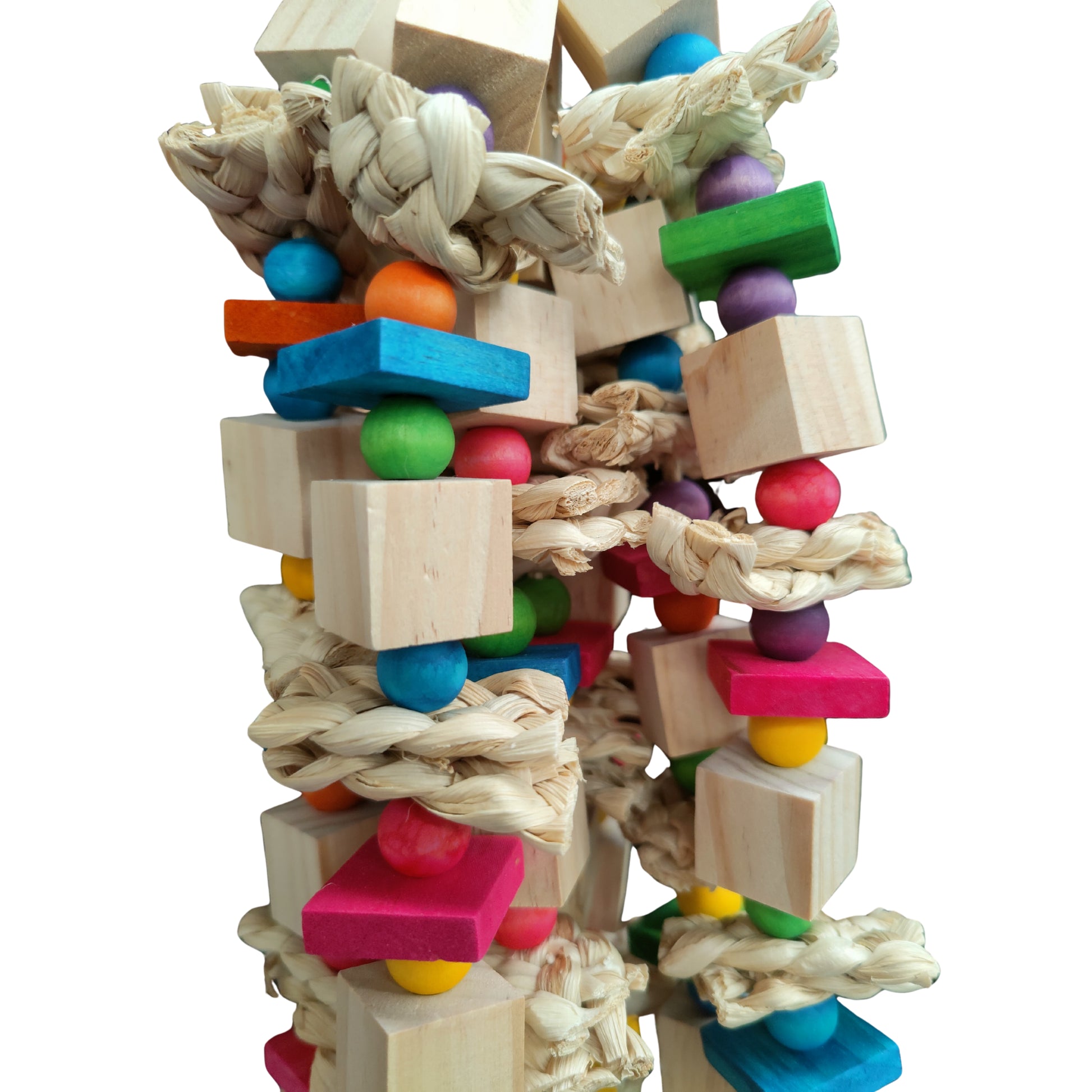 close up of the stunning block bird toy