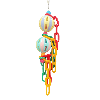 Two Plastic Balls with Plastic Chains Bird Toy