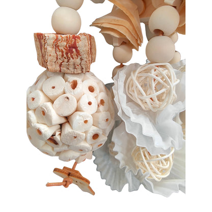 close up of the tricake bird toy