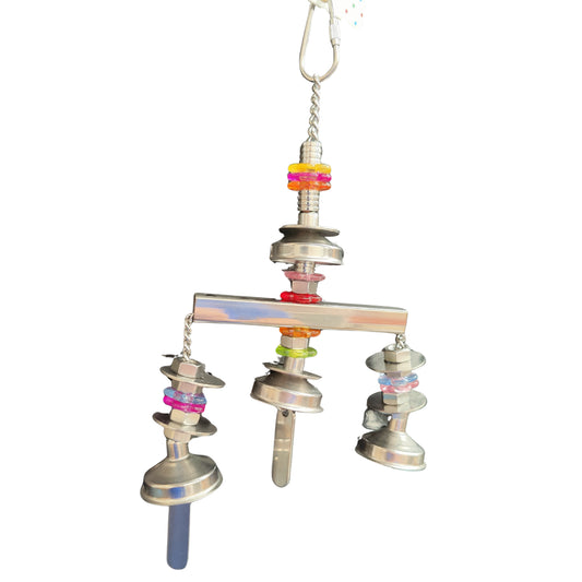bird toy with 3 stainless steel bells