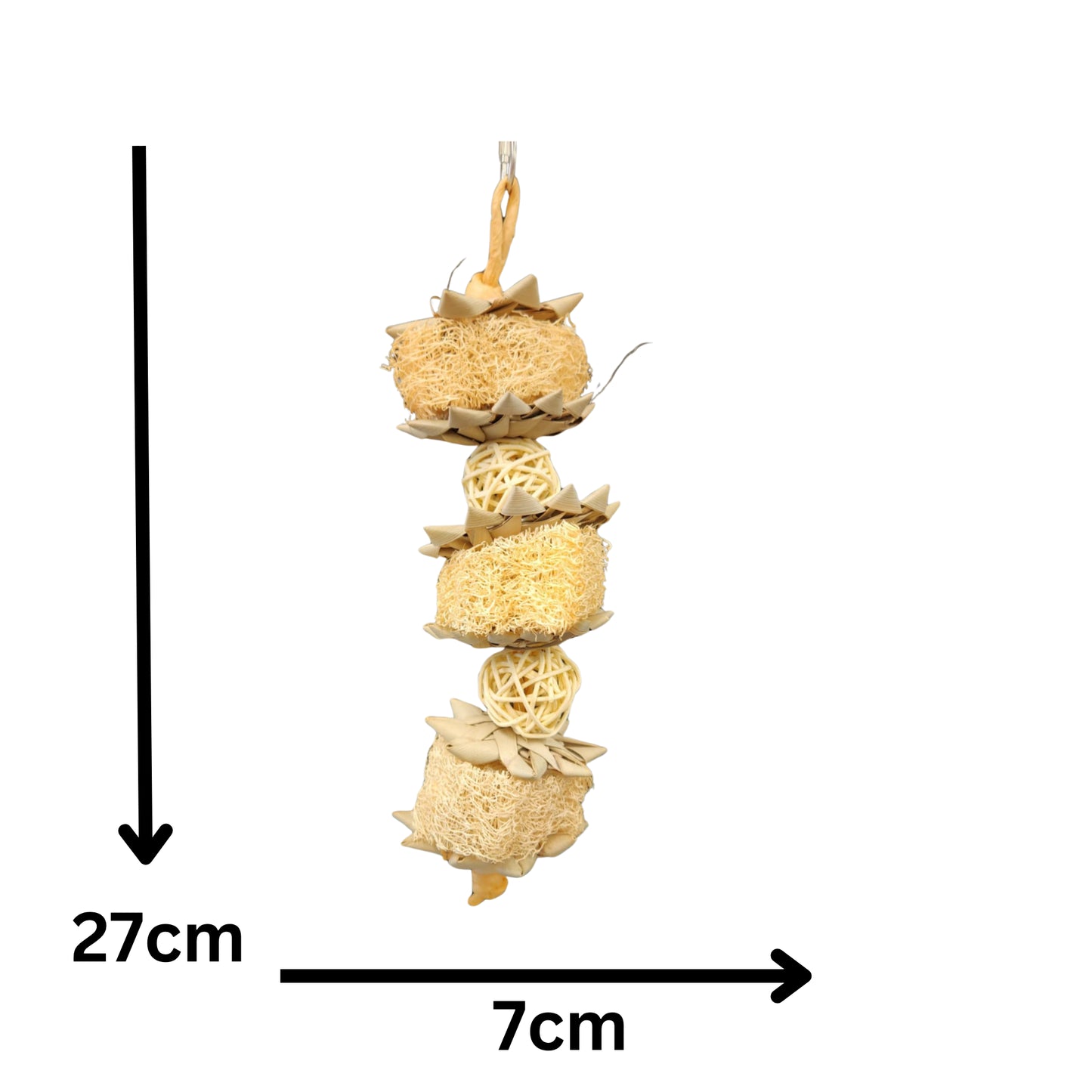 measurements of the triple stack lufa flower bird toy