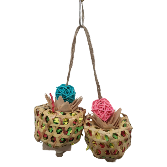 Two Hanging Pots Bird Toy