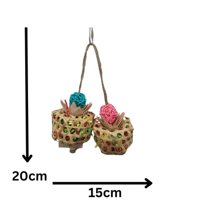 Two Hanging Pots Bird Toy Lou Lou Bells Bird Toys