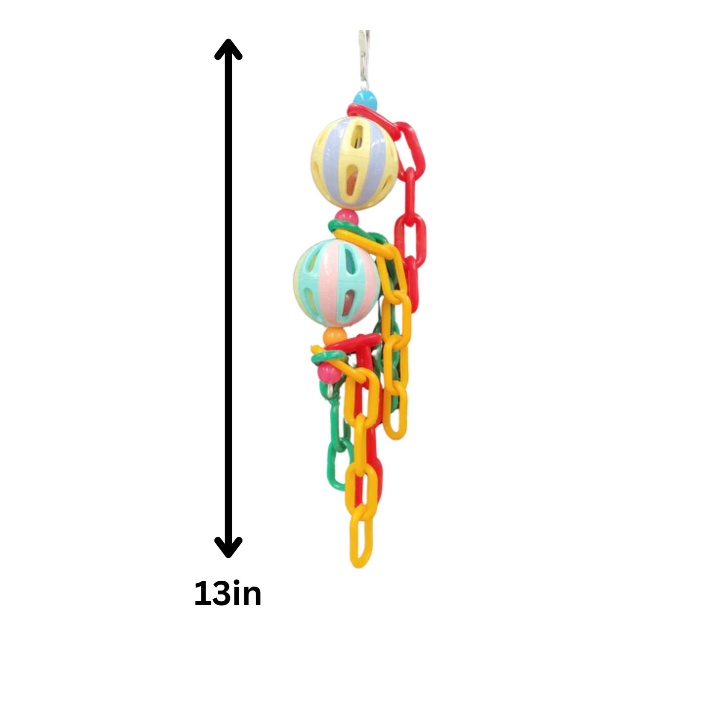 Two Plastic Balls with Plastic Chains Bird Toy