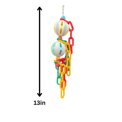 Two Plastic Balls with Plastic Chains Bird Toy