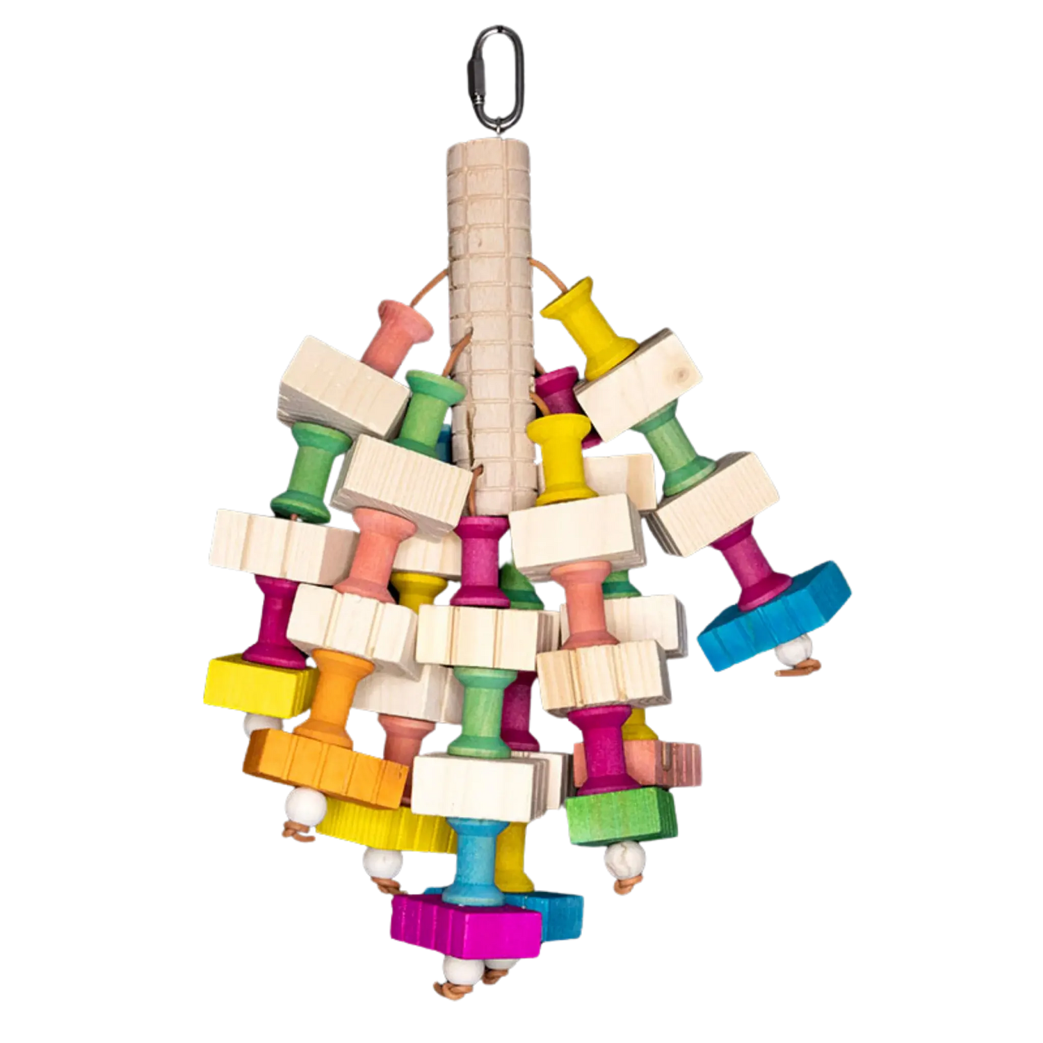 Wood Spindle Bird Toy – Natural Chewing Fun for Medium and Large Birds