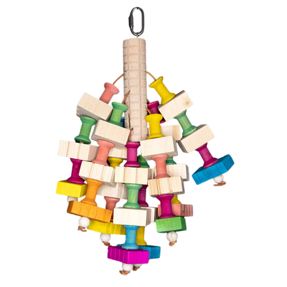 Wood Spindle Bird Toy – Natural Chewing Fun for Medium and Large Birds