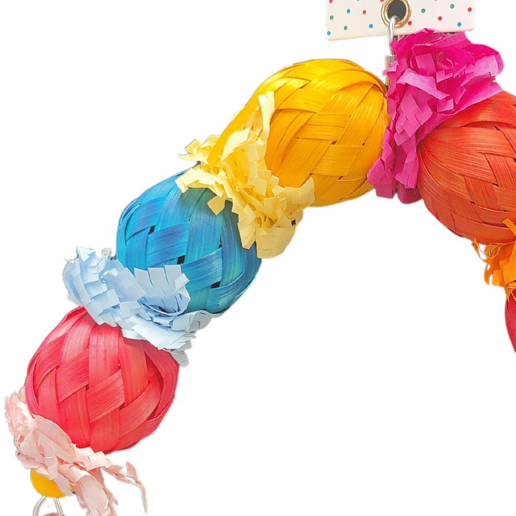 close up waffle paper balls bird toy