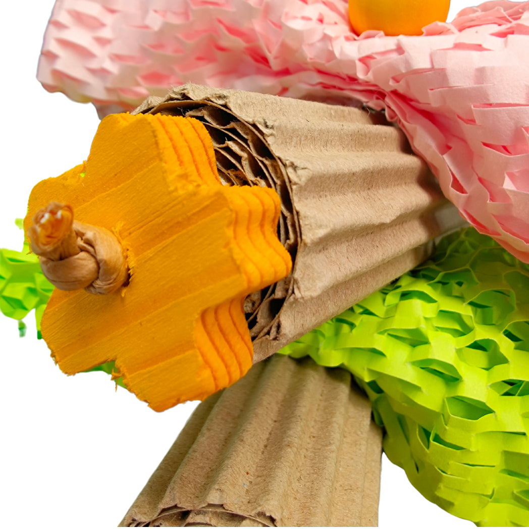 coloured soft paper and cardboard rolls bird toy