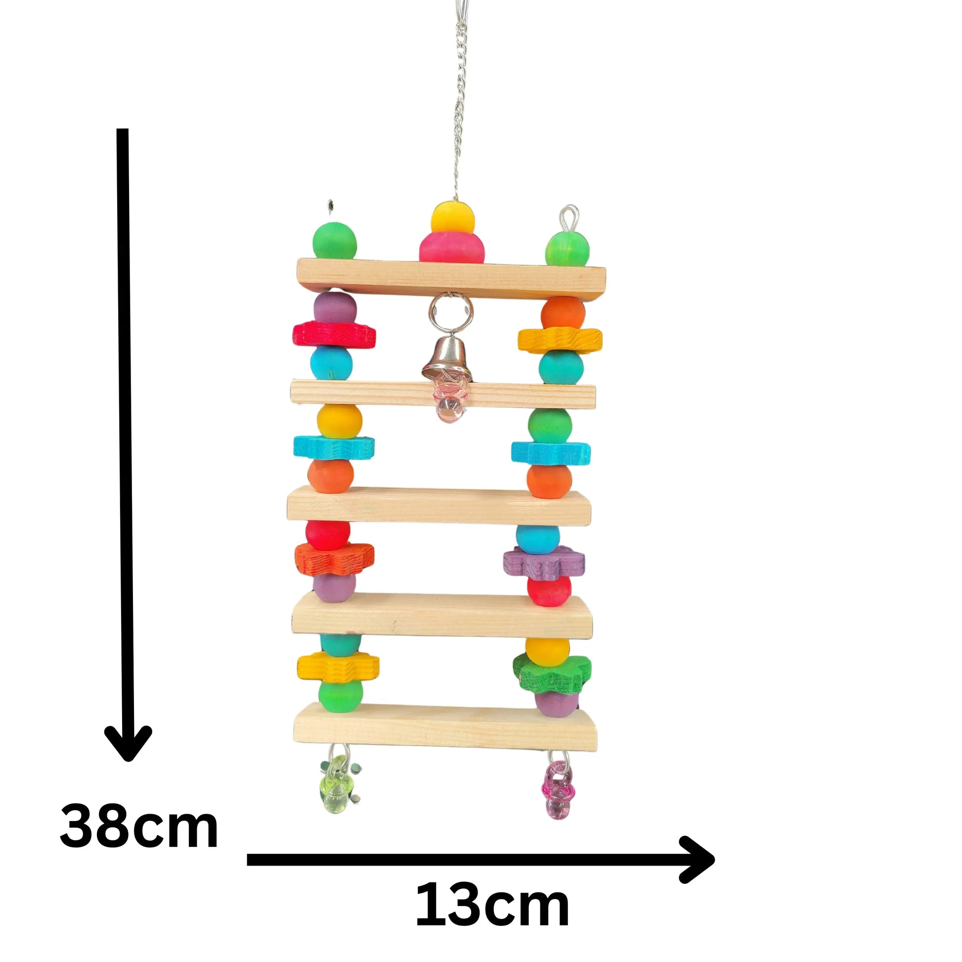 measurements of the wood ball ladder bird toy