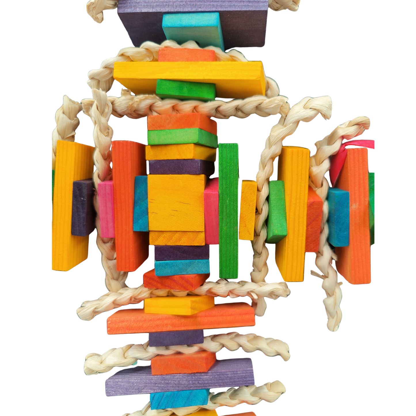 close up of the wood cross bird toy