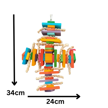 wood cross bird toy measurements