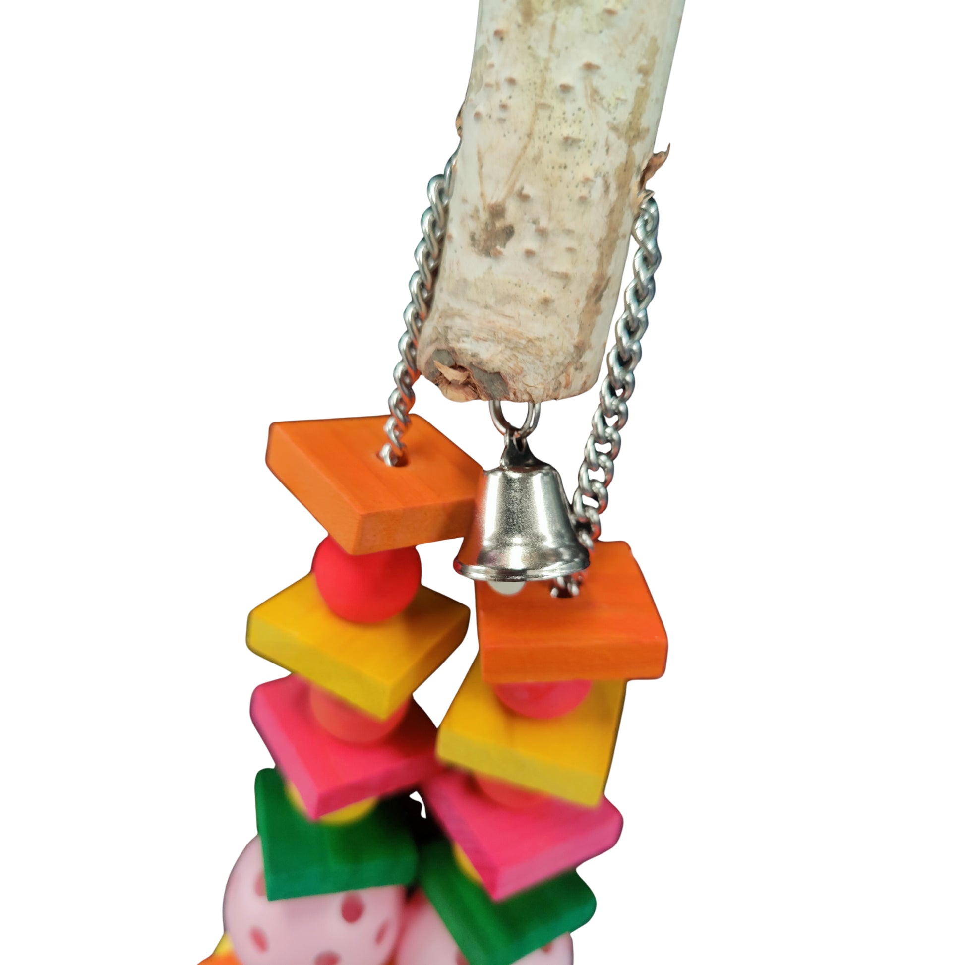 close up 2 of the wood hanger bird toy