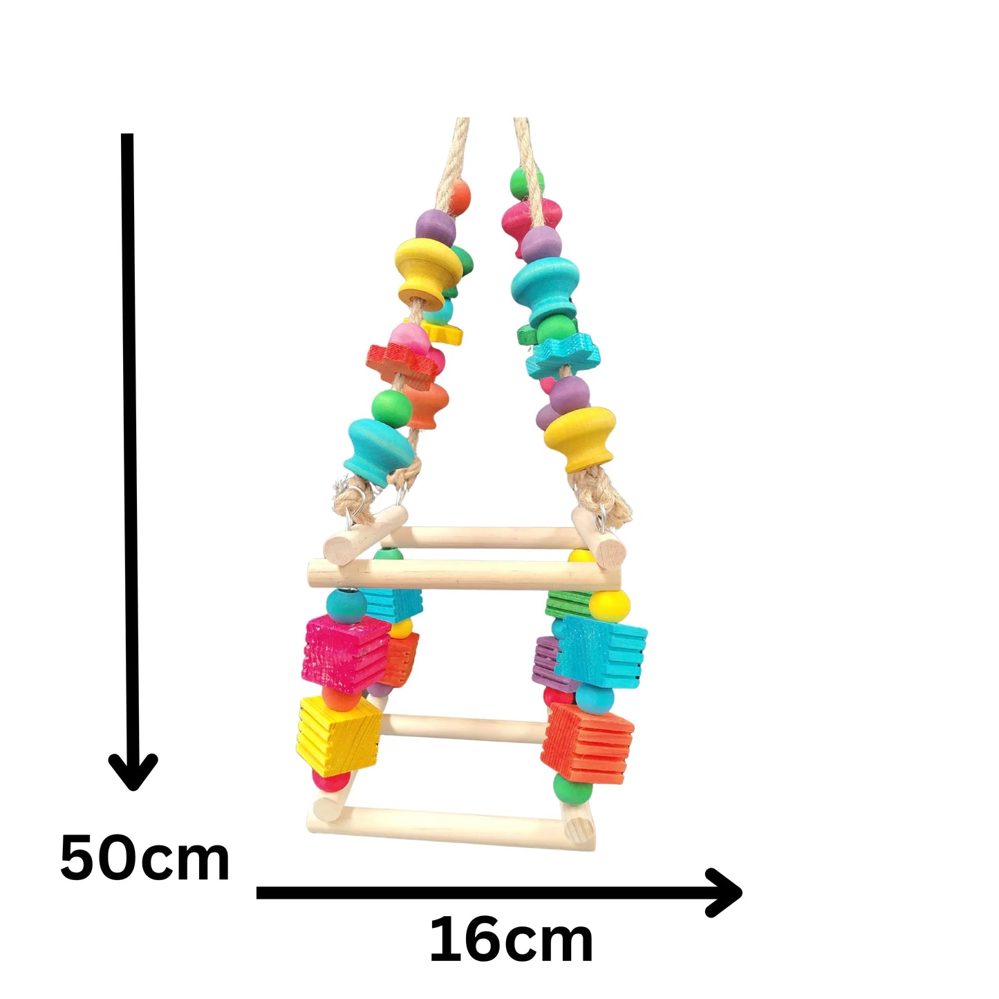 measurements of the square wood swing bird toy