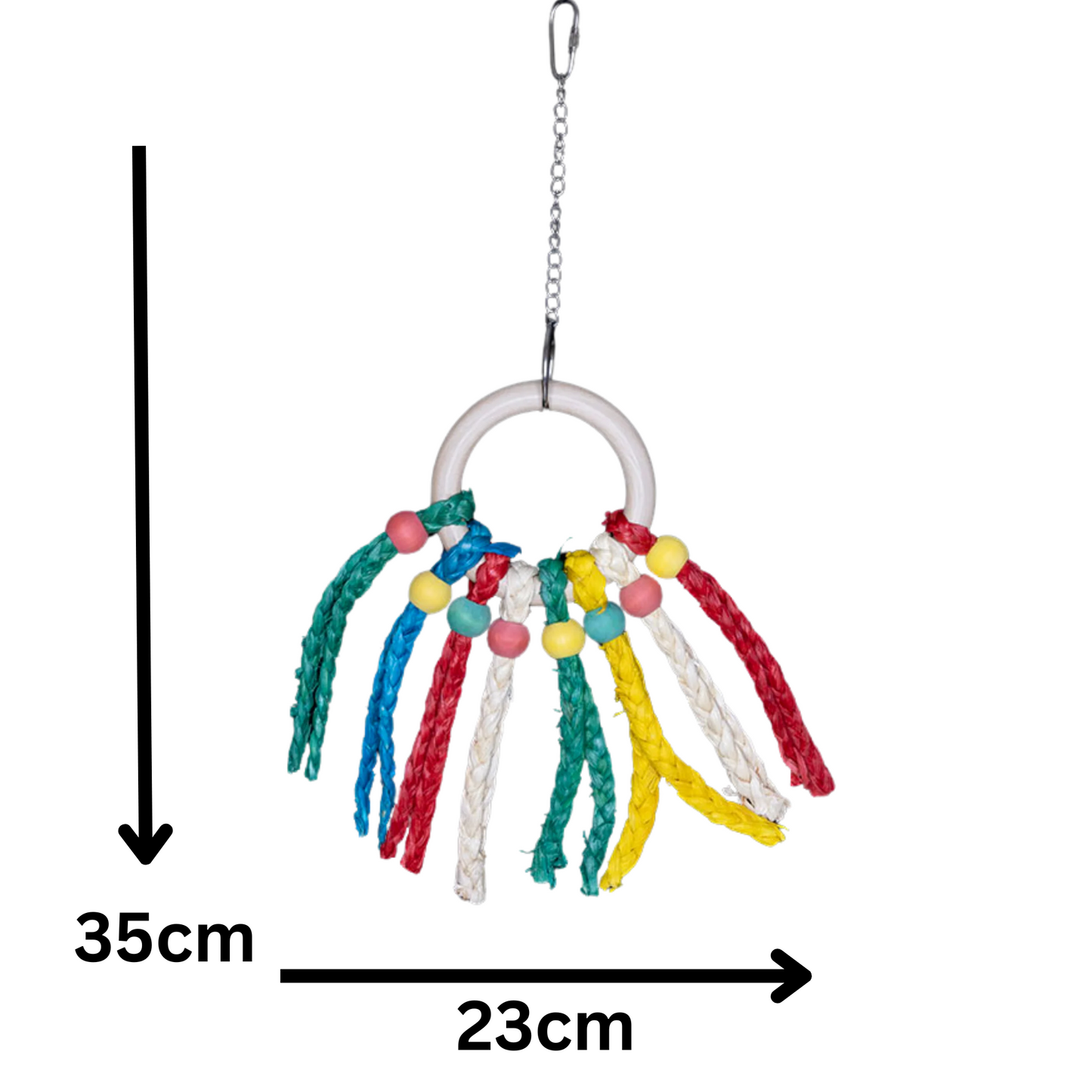 Wood Rings with Coloured Strands Bird Toy