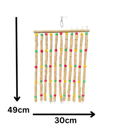 measurements of the wooded curtain bird toy