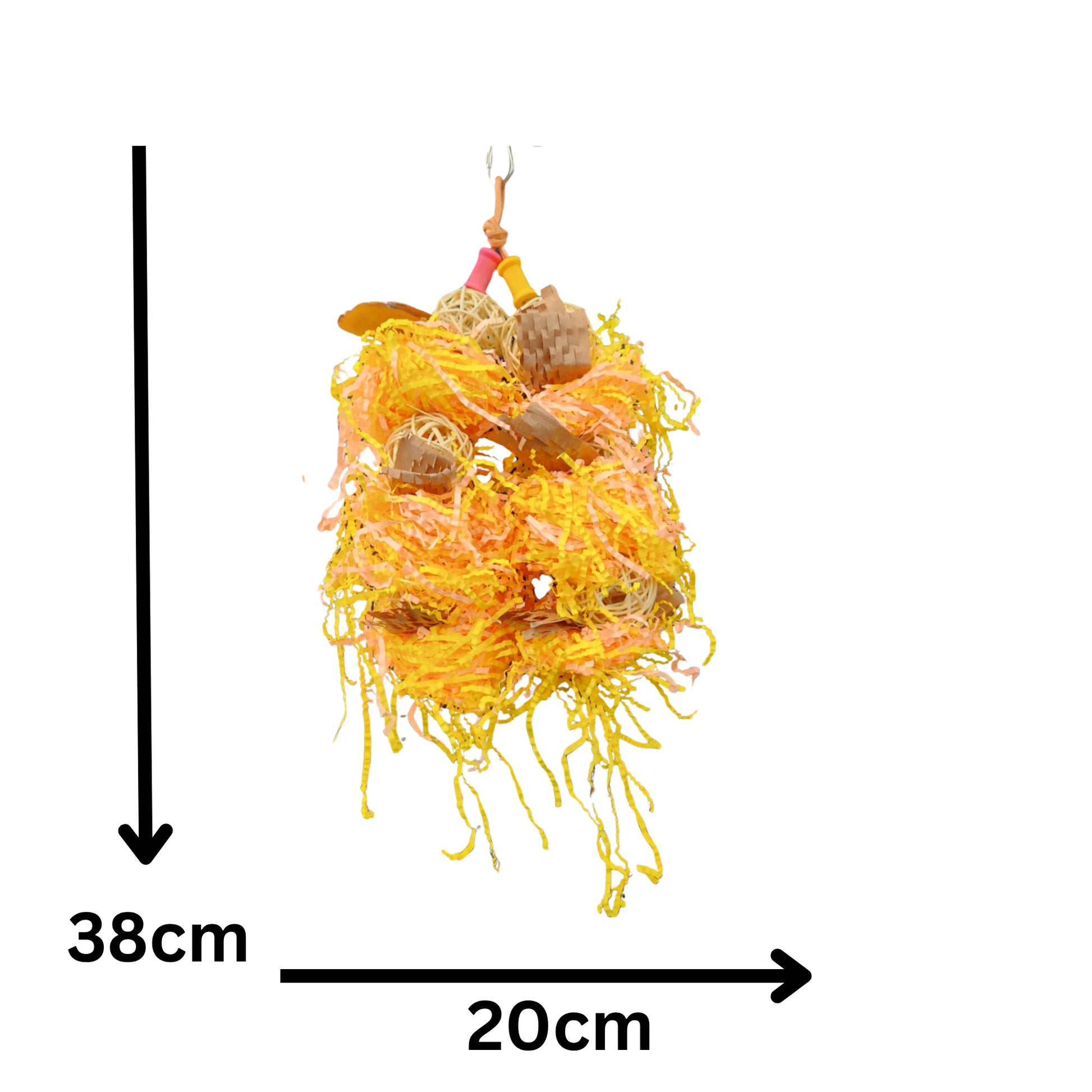 measurements yellow shaggy bird toy
